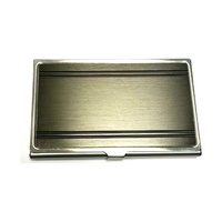 BRUSHED ALUMINIUM GUNMETAL BUSINESS CARD HOLDER