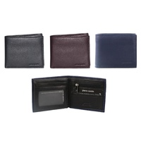 PIERRE CARDIN MENS BI-FOLD RFID PROTECTED WALLET - ITALIAN LEATHER - BLACK, NAVY OR BROWN