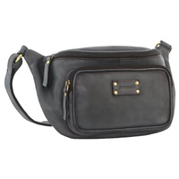 PIERRE CARDIN LEATHER SLING BAG - BLACK