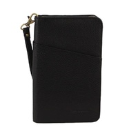 PIERRE CARDIN ITALIAN LEATHER PASSPORT WALLET - BLACK