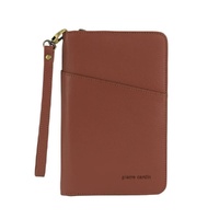 PIERRE CARDIN ITALIAN LEATHER PASSPORT WALLET - BROWN