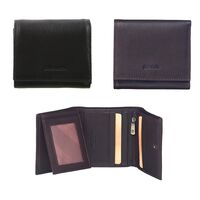 PIERRE CARDIN MENS TRI-FOLD RFID PROTECTED WALLET - ITALIAN LEATHER - BLACK OR BROWN