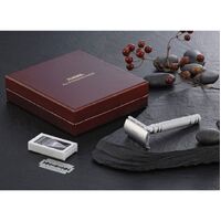 FEATHER AS-D2 STAINLESS STEEL RAZOR WITH BLADES - GIFT BOXED
